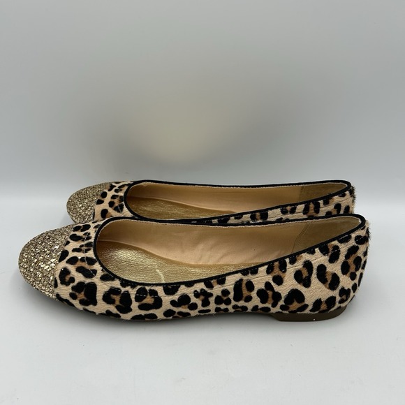 Sperry‎ Top Sider Ballet Flats 7M Leopard Print Leather Glitter Cap Toe - Picture 4 of 8